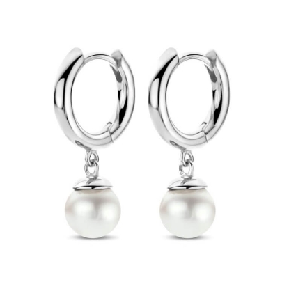 Billede af Spirit Icons Figaro Hoop Pearl øreringe sølv m. fvp