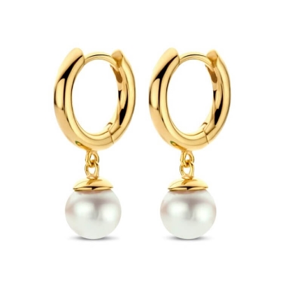 Billede af Spirit Icons Figaro Hoop Pearl øreringe forgyldt sølv m. fvp