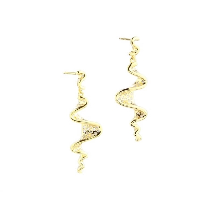 Billede af *Aqua Dulce Darling Rhumba Long øreringe forgyldt sølv m. cz