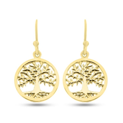 Billede af Ørehænger Livets træ 16 mm. i forgyldt sølv