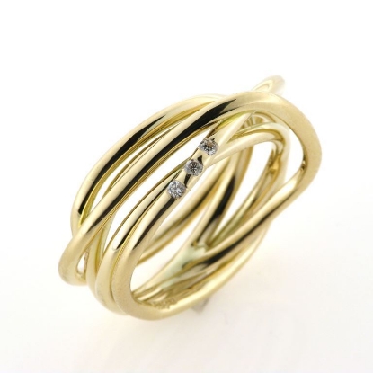 Billede af Ring med guldtråde 3 brillanter a 0,01 w/vs. 14 kt. (Trådring)