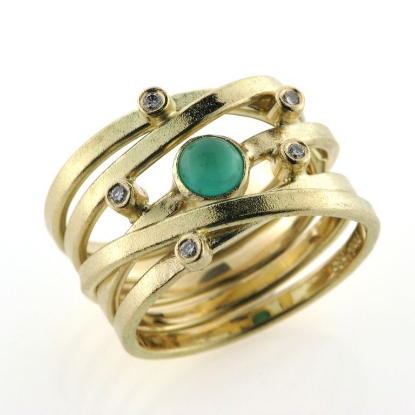 Billede af Ring agat og 5 brill. a 0,01 ct. 14 kt.