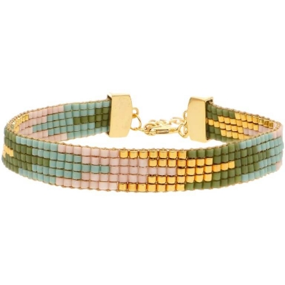 Billede af Nuni Copenhagen Monika Dusty Green armbånd forgyldt sølv m. perler (16+3 cm)