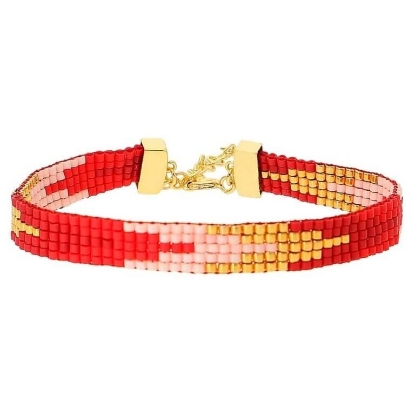 Billede af Nuni Copenhagen Monika Red armbånd forgyldt sølv m. perler (16+3 cm)