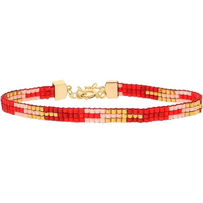 Billede af Nuni Copenhagen Mary Red armbånd forgyldt sølv m. perler (16+3 cm)