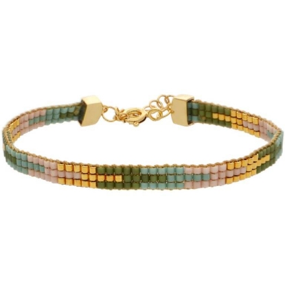 Billede af Nuni Copenhagen Mary Dusty Green armbånd forgyldt sølv m. perler (16+3 cm)