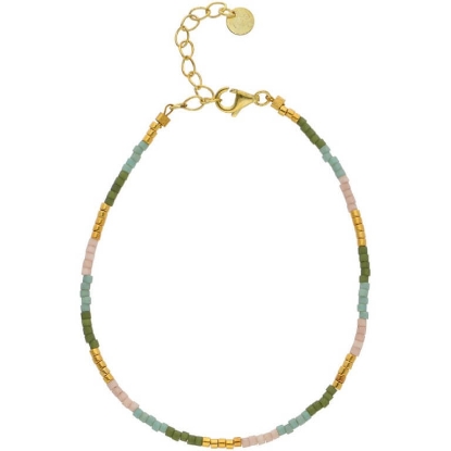 Billede af Nuni Copenhagen Kira Dusty Green armbånd forgyldt sølv m. perler (16+3 cm)