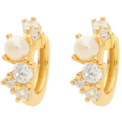 Billede af Nuni Copenhagen Ella White øreringe forgyldt sølv m. fvp+cz