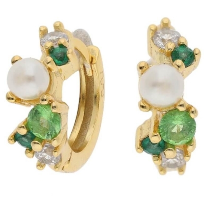 Billede af Nuni Copenhagen Ella Green øreringe forgyldt sølv m. fvp+cz