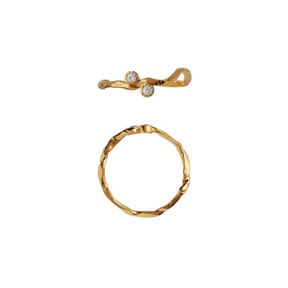 Billede af STINE A Flow Ring With Two Stones ring forgyldt sølv (str. 48)