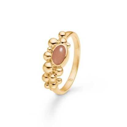 Billede af Mads Z "Precious Bubbles" ring 14 kt. guld m. peach månesten (str. 50-60)