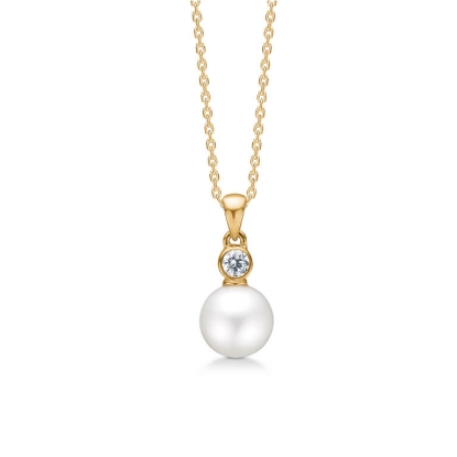 Billede af Mads Z "Iris" vedhæng 8 kt. guld m. cz + perle (ekskl. kæde)