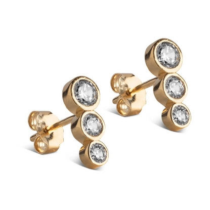 Billede af *ENAMEL Copenhagen Trinity CZ øreringe forgyldt sølv