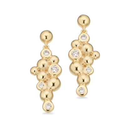 Billede af Ørehængere kugler cubic zir. sølv fg.