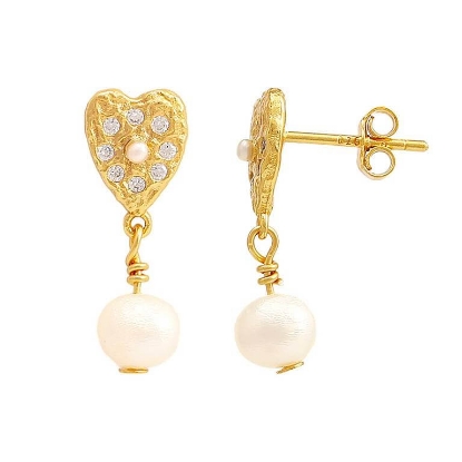 Billede af Hultquist Lucia Pearl øreringe forgyldt sølv m. cz + fvp