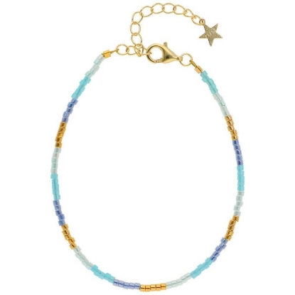 Billede af Nuni Copenhagen Kira Light Blue armbånd forgyldt sølv m. perler (16+3 cm)