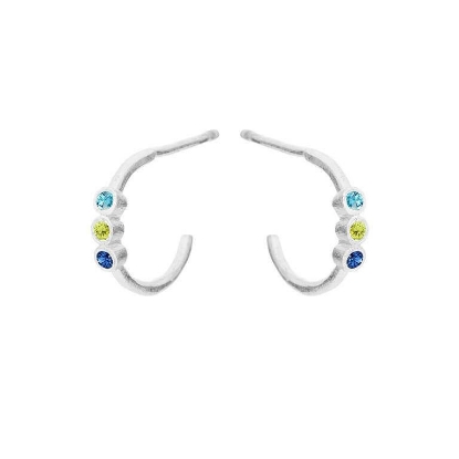 Billede af Susanne Friis Bjørner Creol sølv med zirkoniasten i grøn, lyseblå og blå