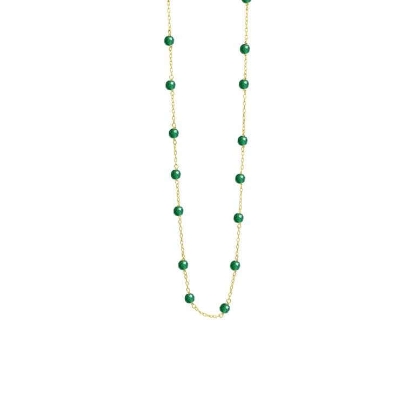 Billede af Susanne Friis Bjørner halskæde forgyldt sølv m. grøn agat (40-45 cm)