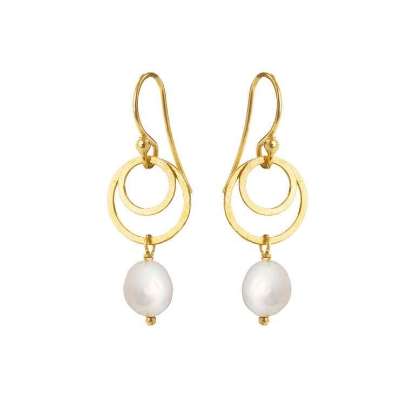 Billede af Susanne Friis Bjørner øreringe cirkler m. fvp forgyldt sølv