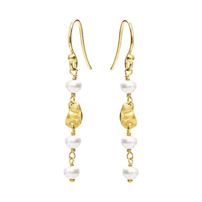 Billede af Susanne Friis Bjørner øreringe forgyldt sølv m. ferskvandsperler