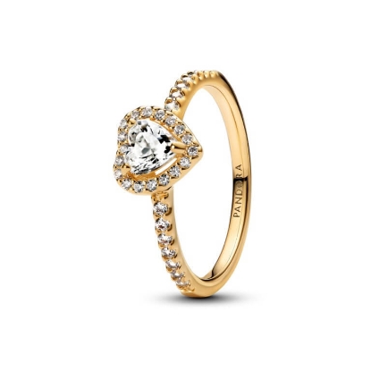 Billede af Pandora Fremhævet Hjerte ring forgyldt metalblanding m. cz (str. 48-60)