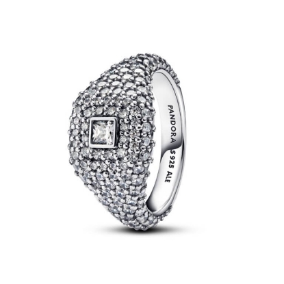 Billede af *Pandora Pavé Firkantet Cocktail ring sølv m. cz (str. 48-60)