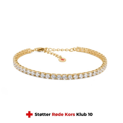 Billede af Studio Z "Tennis" armbånd forgyldt sølv m. cz (16-20 cm) - Røde Kors Klub 10
