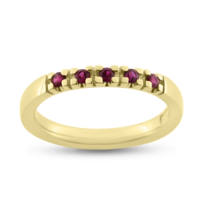 Billede af Alliancering i 14 kt m. Rubiner 5x0,02 ct