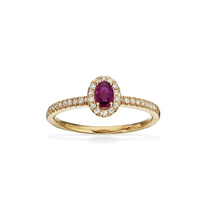 Billede af Diana ring roset 0,18 H-W/SI-Rubin14 kt