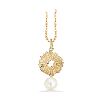 Billede af Vedhæng plissé fkp. 8 kt. m./sølvkæde