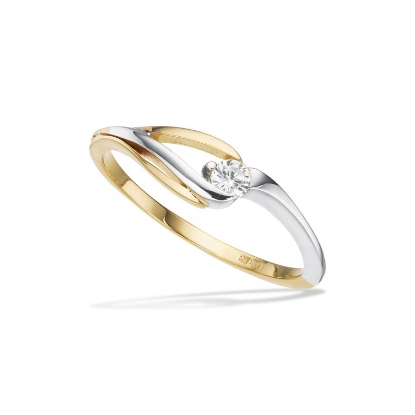 Billede af Ring cubic zir. rd/hv 8 kt.