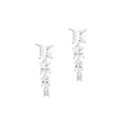 Billede af *Aqua Dulce Edge Long øreringe sølv m. cz