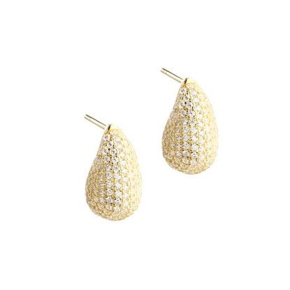 Billede af Aqua Dulce Pavé øreringe forgyldt sølv m. cz