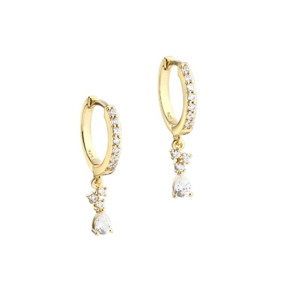 Billede af Aqua Dulce Aura Hoop øreringe forgyldt sølv m. cz