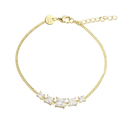 Billede af *Aqua Dulce Edge armbånd forgyldt sølv m. cz (17 + 3 cm)