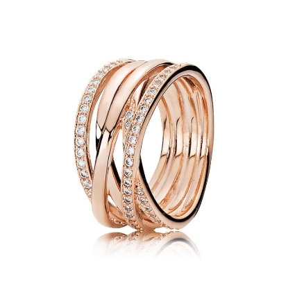 Billede af *Pandora ring rose bred m. cz rosaforgyldt metalblanding str. 60