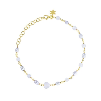 Billede af Susanne Friis Bjørner Armbånd forgyldt sølv m. fvp + sten (16-20cm)