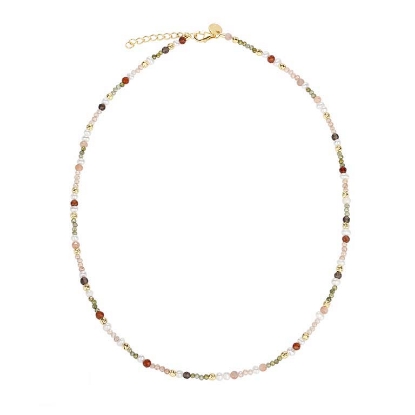 Billede af Aqua Dulce Olive Garden halskæde forgyldt sølv m. perler (42 + 3 cm)