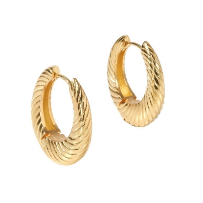 Billede af Aqua Dulce Chunky Line Big øreringe forgyldt sølv