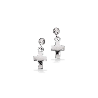 Billede af Ørehængere kors sølv
