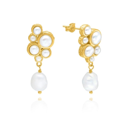 Billede af *WiOGA Juliet øreringe sølv forgyldt med ferskvandsperler