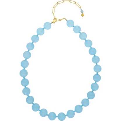 Billede af Nuni Copenhagen Jasmin Blue halskæde forgyldt sølv m. perler (40+10 cm)