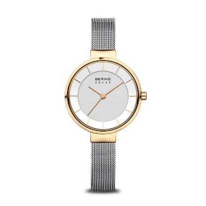 Billede af Bering Solar dameur meshlænke, gulddoublé, 31mm, safirglas
