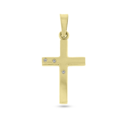 Billede af Vedhæng kors m. 3* 0,01 w/vs. 14 kt.