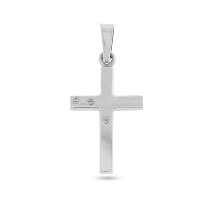 Billede af Vedhæng kors m. 3* 0,01 w/vs. 14 kt. hvg.