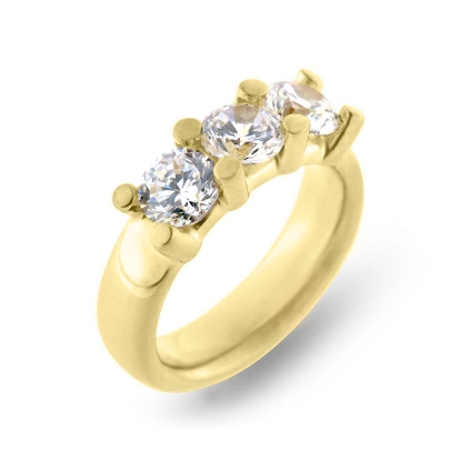 Billede af Rækkering med 3 syn. sten i guld