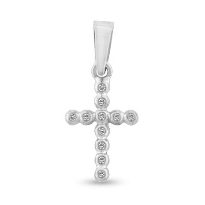 Billede af Vedhæng kors 11 brillanter a 0,01 w/vs. 14 kt. hvg.