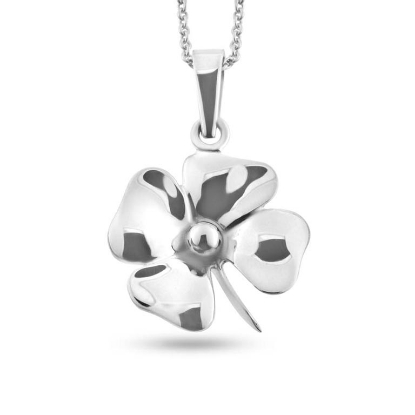 Billede af Vedhæng firkløver 14 kt. hvg. (lille kugle i midten)