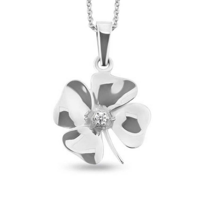 Billede af Vedhæng firkløver, brill. 0,04 w/si, 14 kt. hvg.