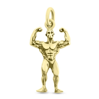 Billede af Vedhæng mand, stærk mand, bodybuilder i forgyldt sølv